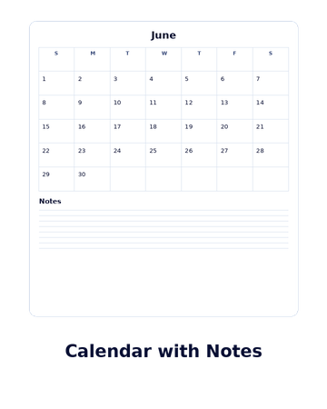 Custom printable calendar with notes preview