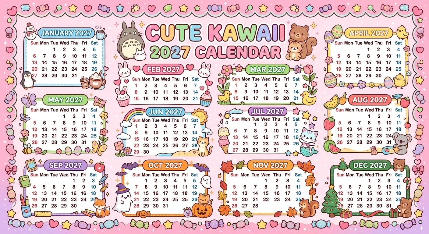 Kawaii Pink 2027 Calendar