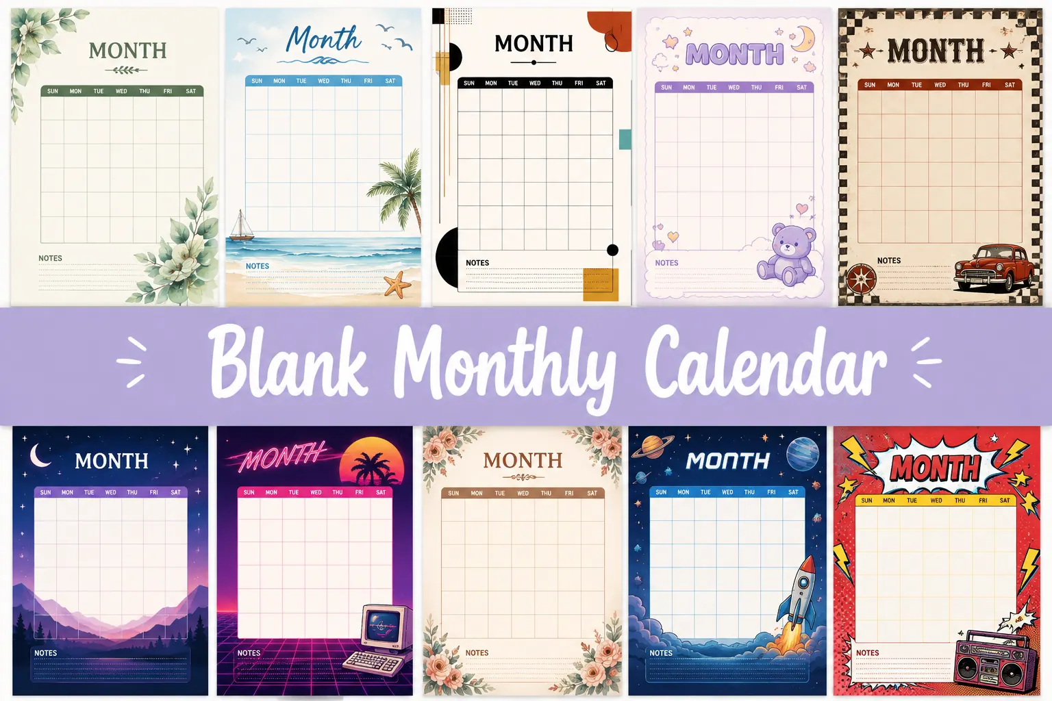 Blank Monthly Calendar