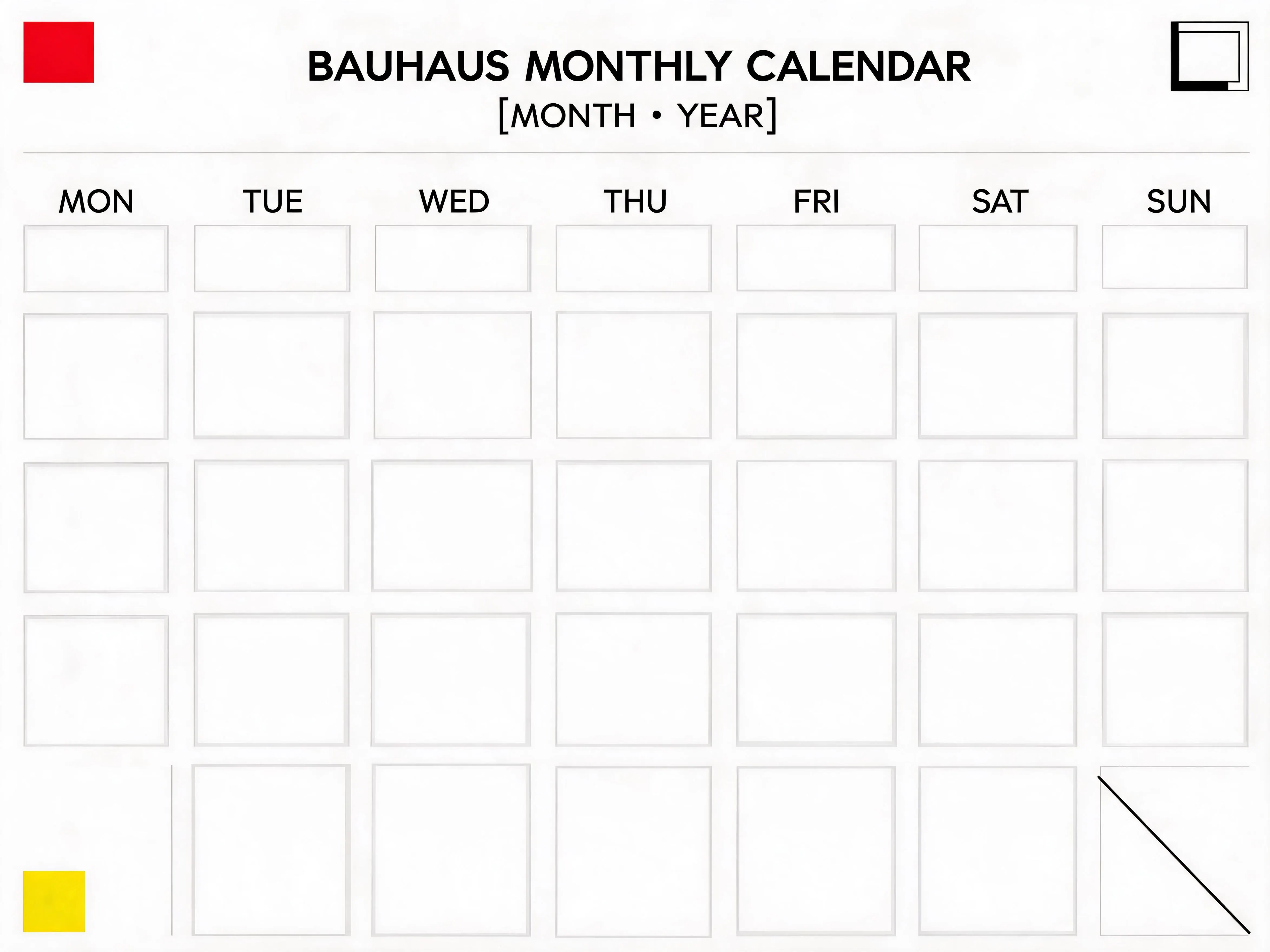 Bauhaus Blank Monthly Calendar