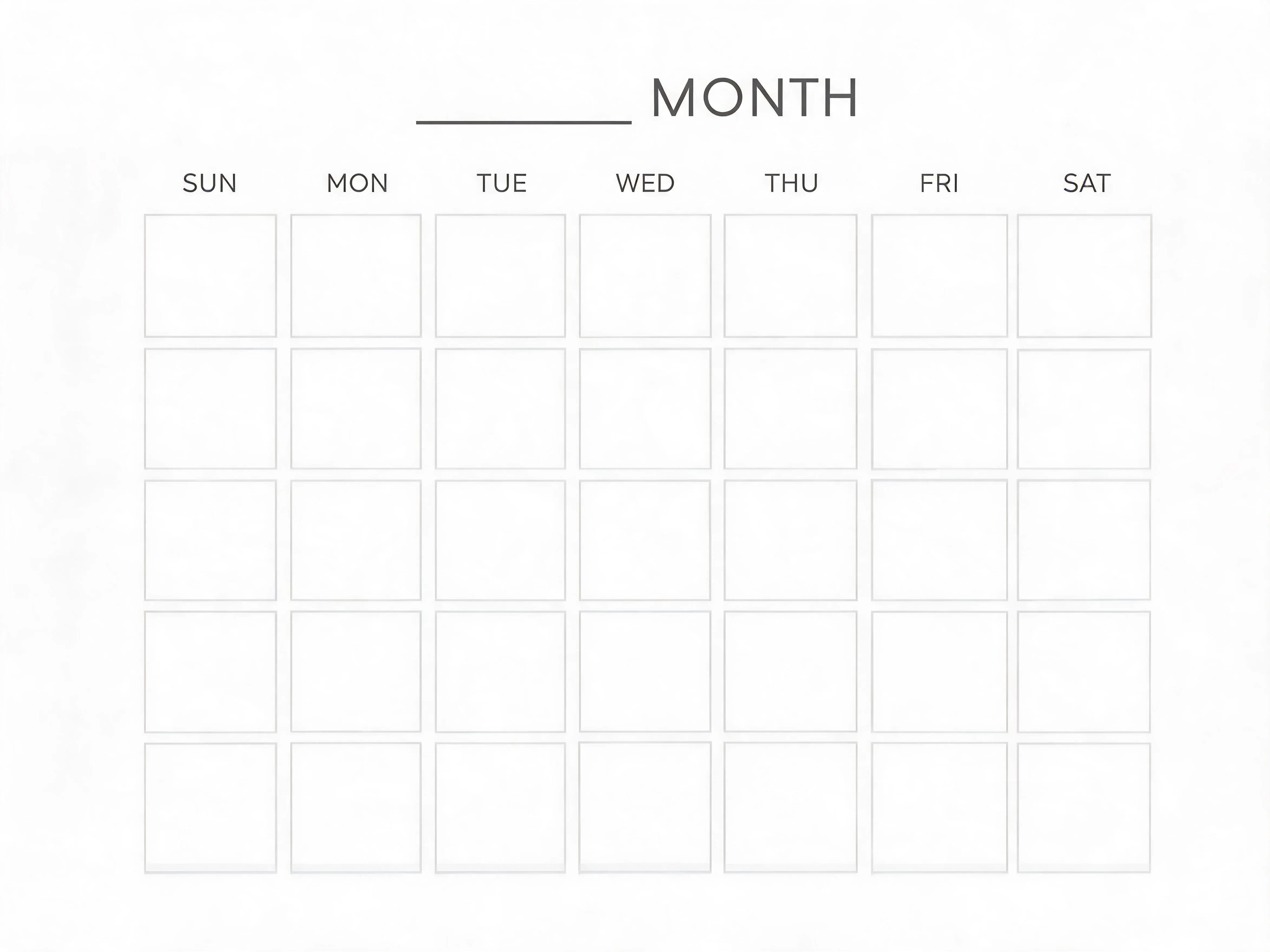 Minimal Style Blank Monthly Calendar