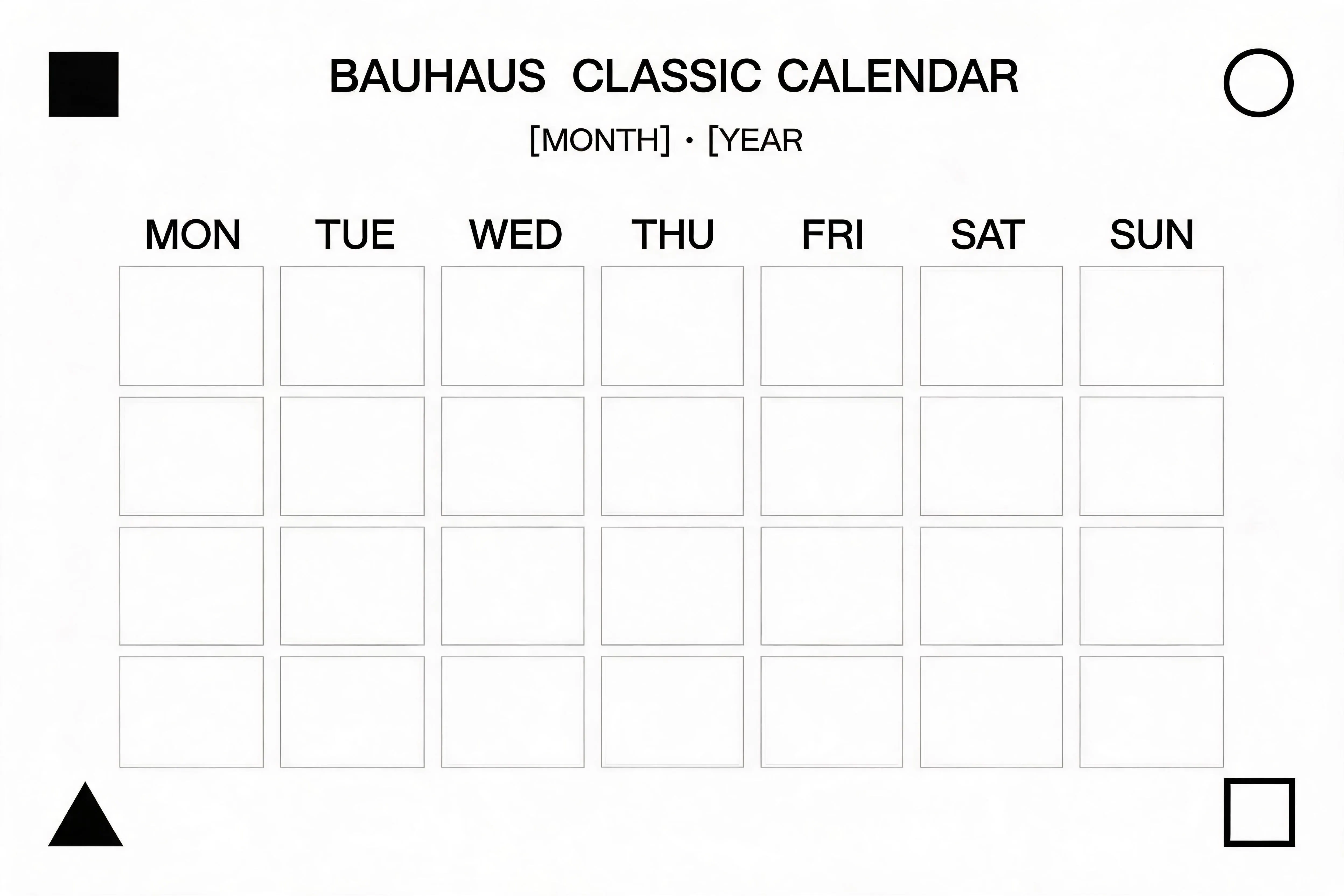 Bauhaus Classic Monthly Calendar