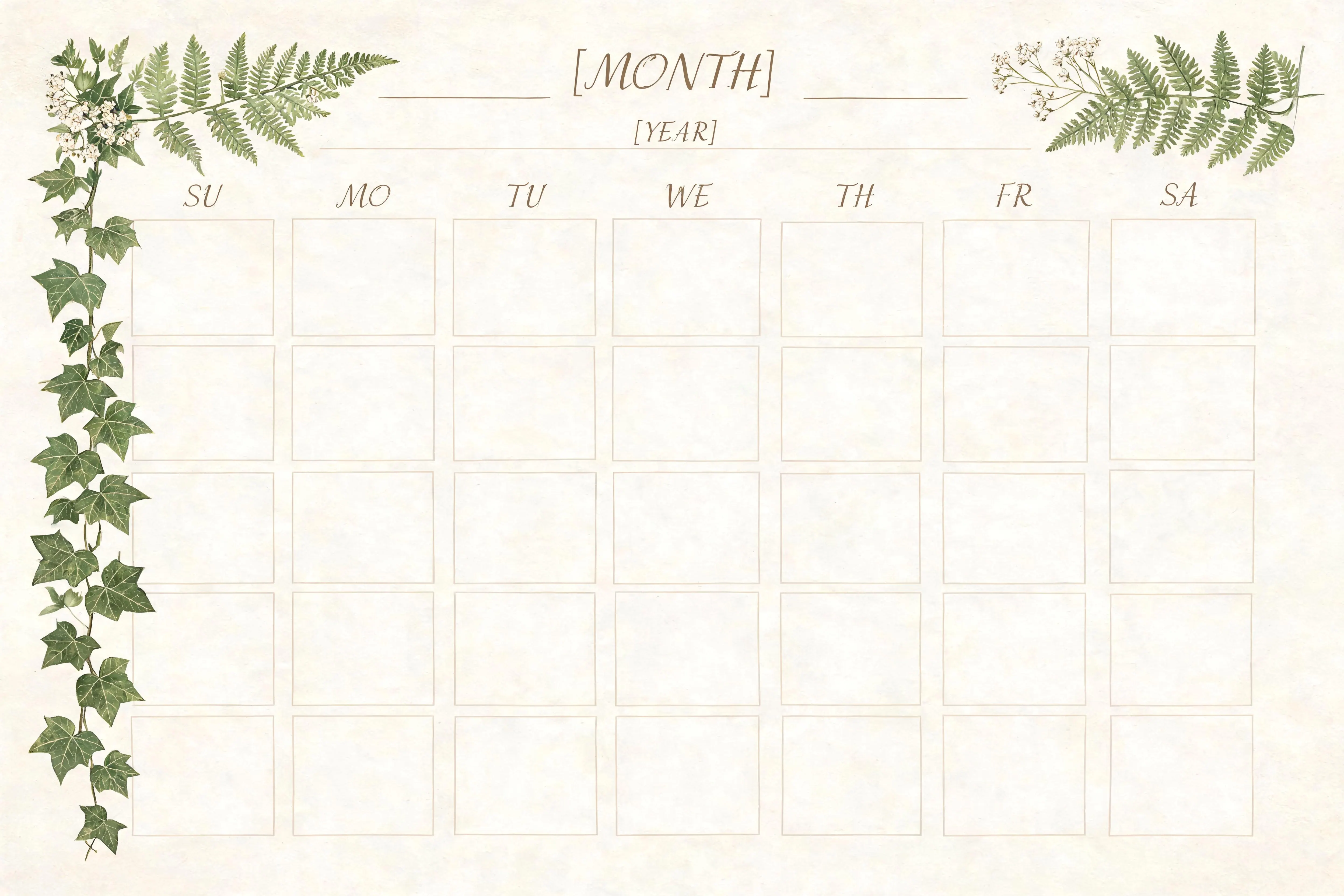 Botanical Classic Monthly Calendar