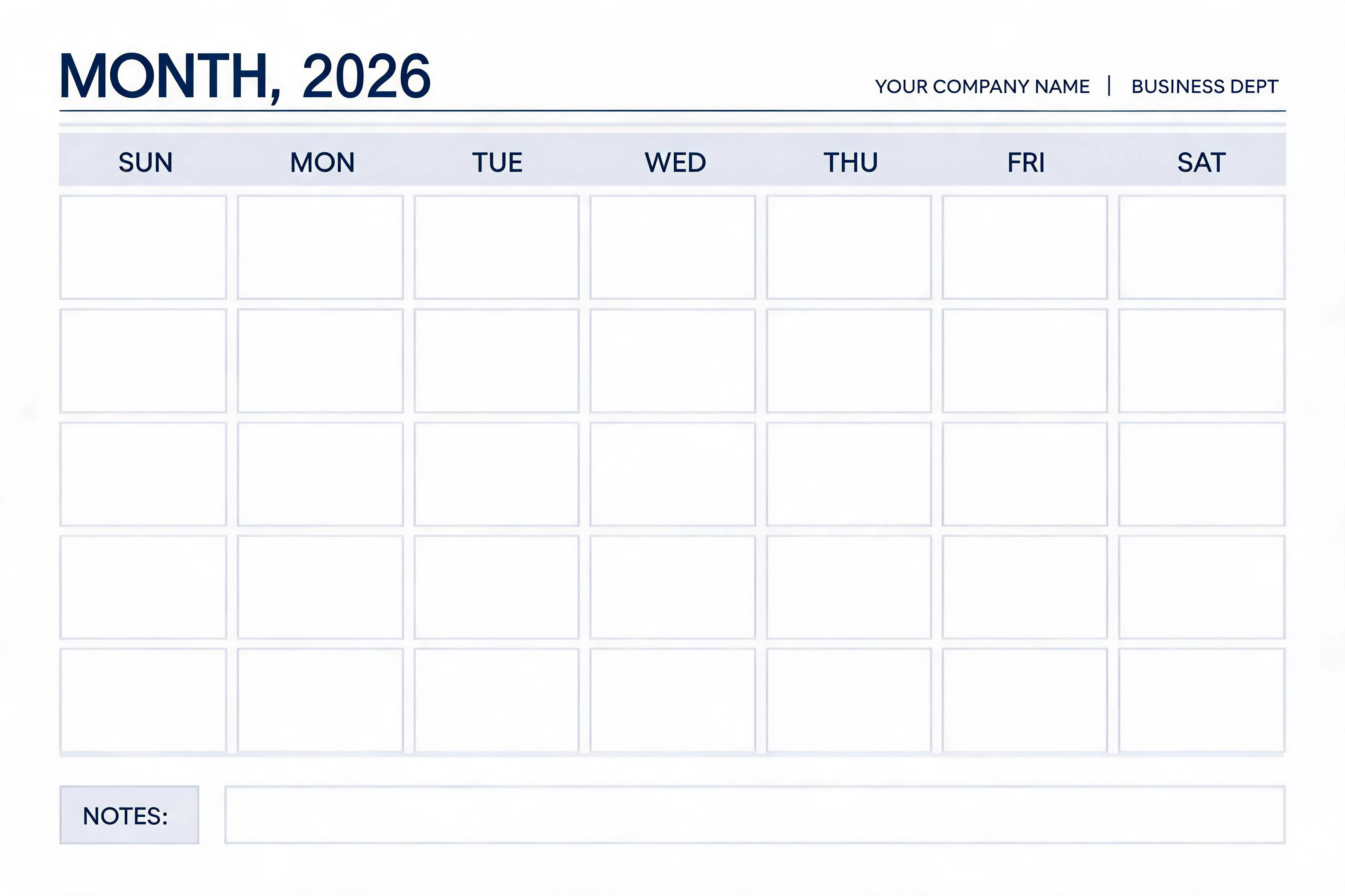 Corporate Professional Classic Monthly Calendar
