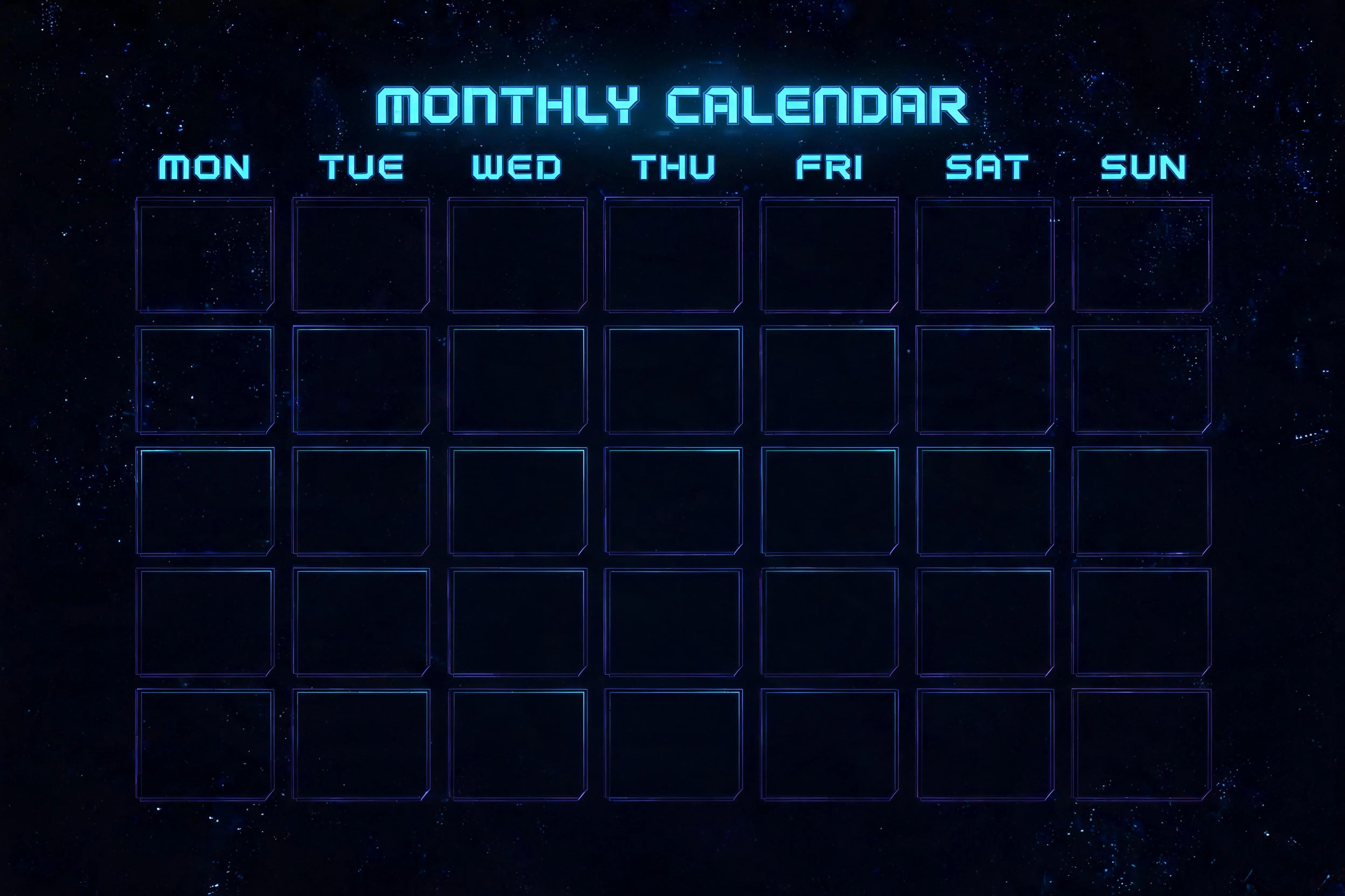 Dark Mode Classic Monthly Calendar