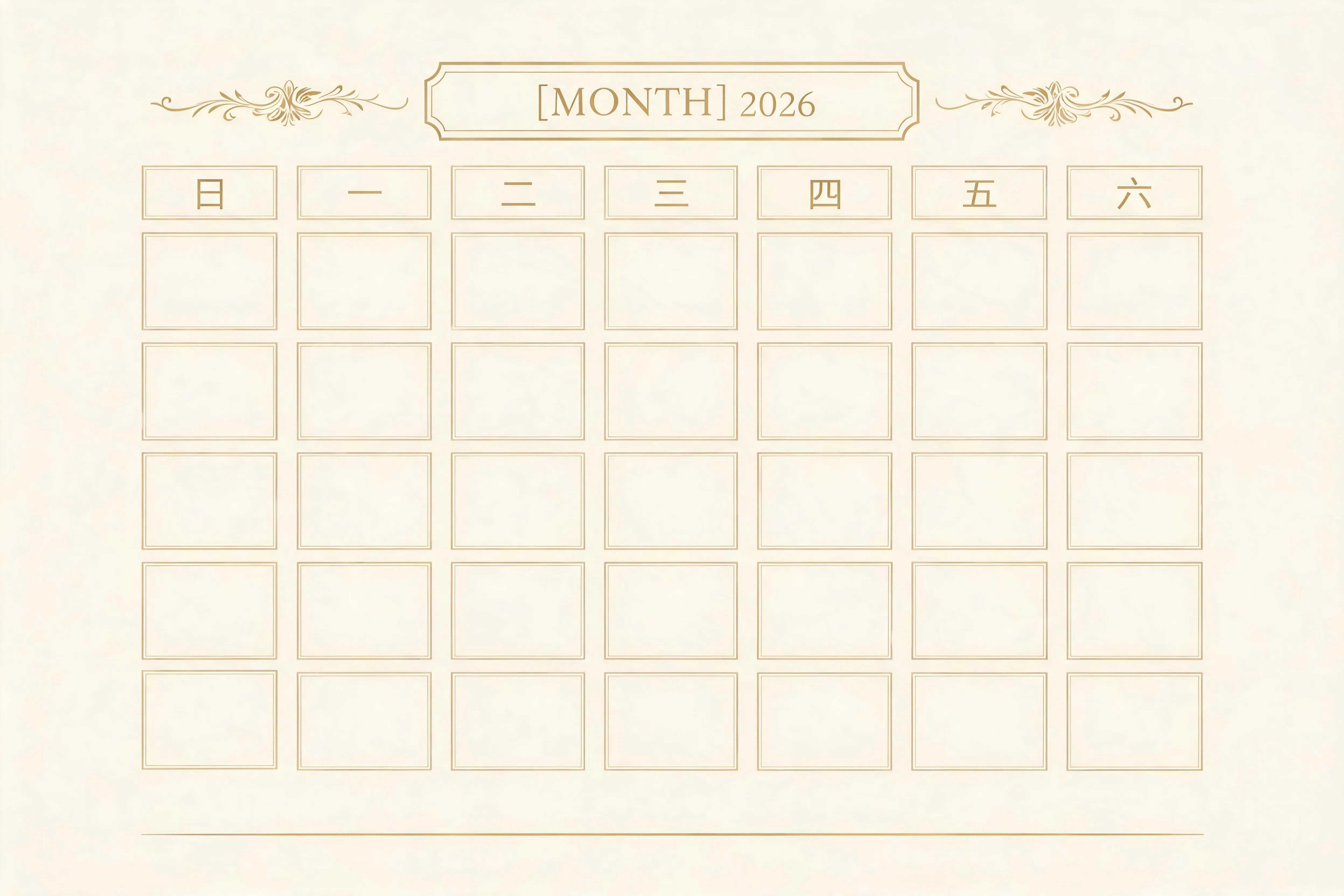 Luxury Classic Monthly Calendar