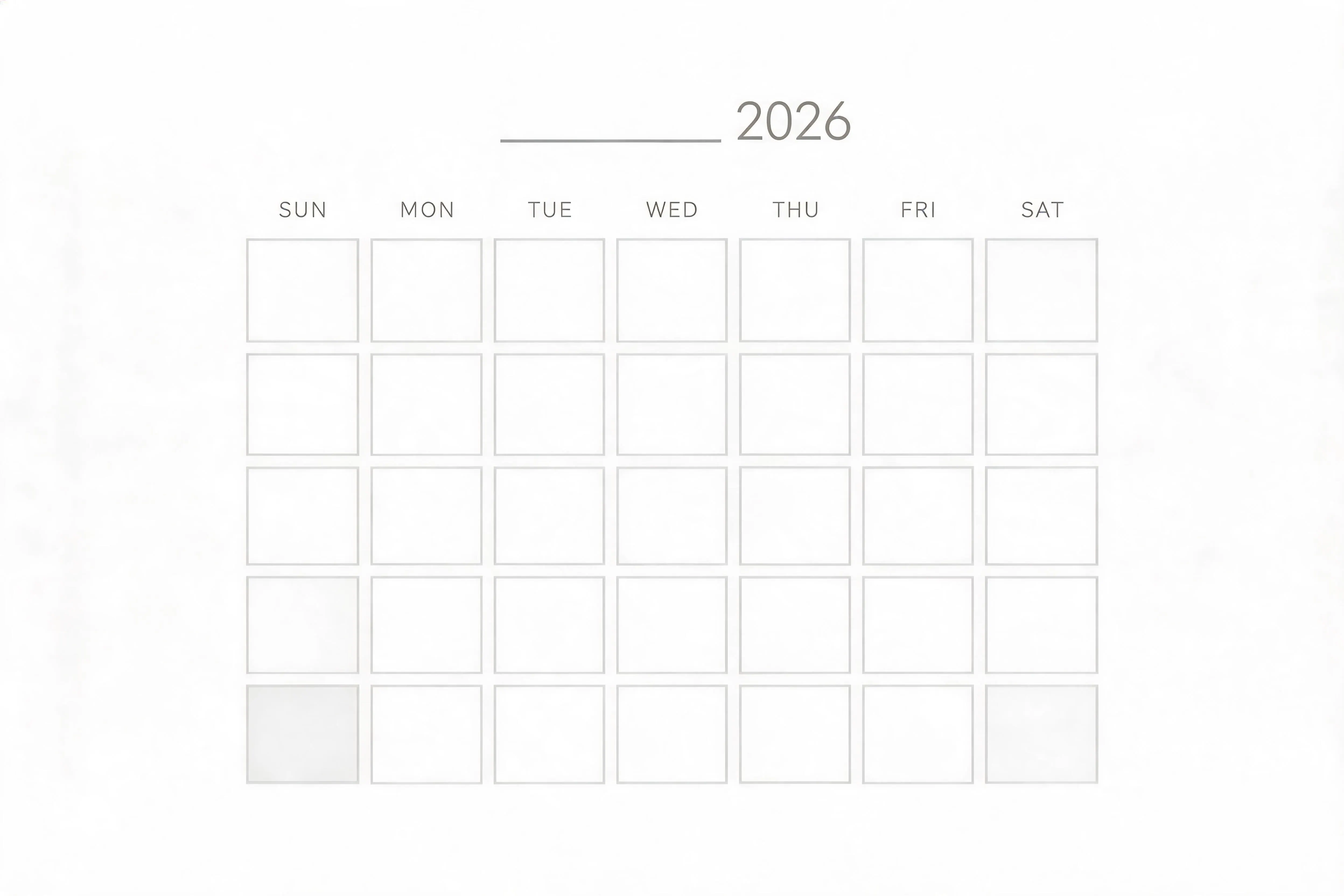 Minimal Style Classic Monthly Calendar