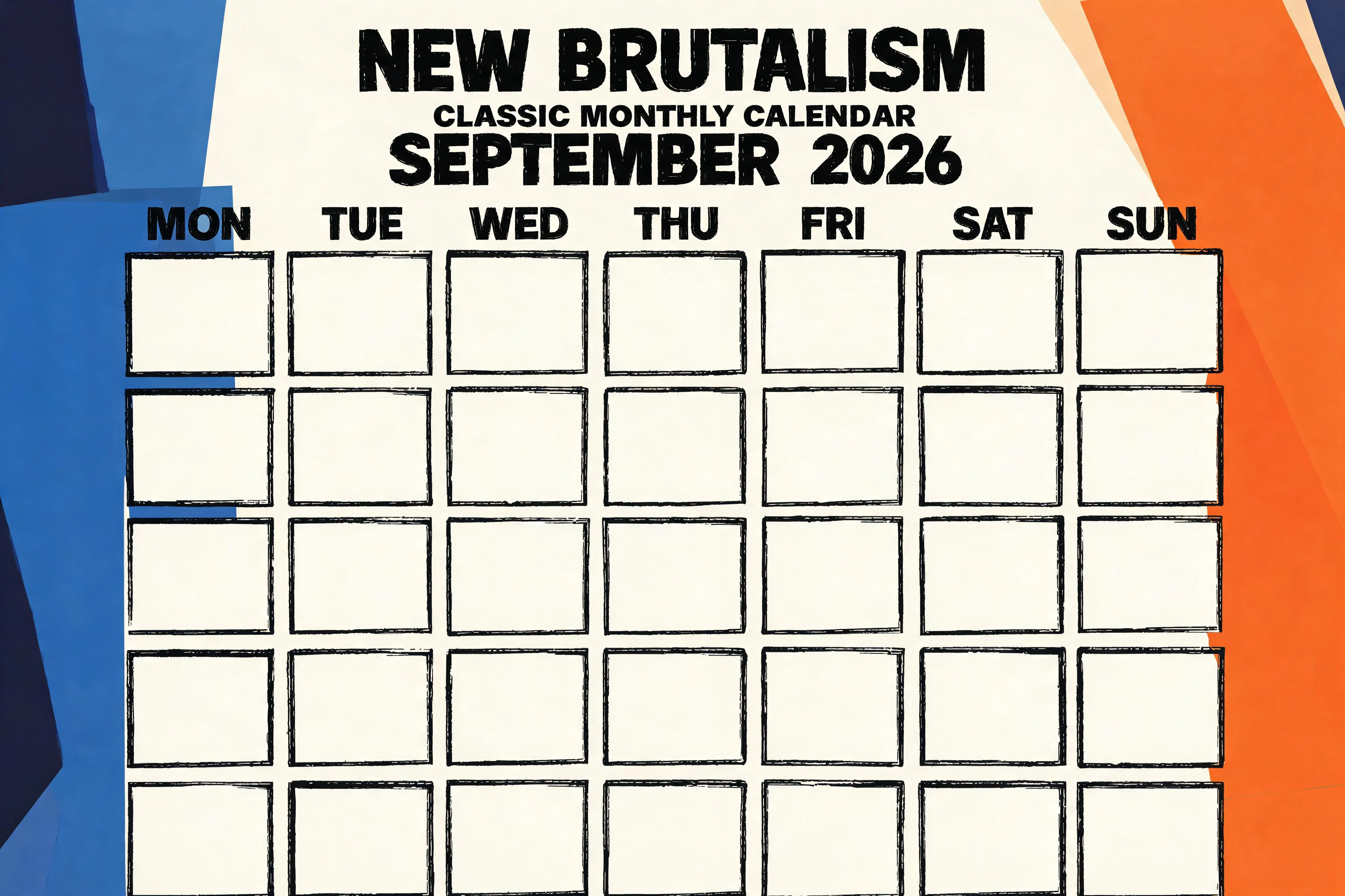 New Brutalism Classic Monthly Calendar