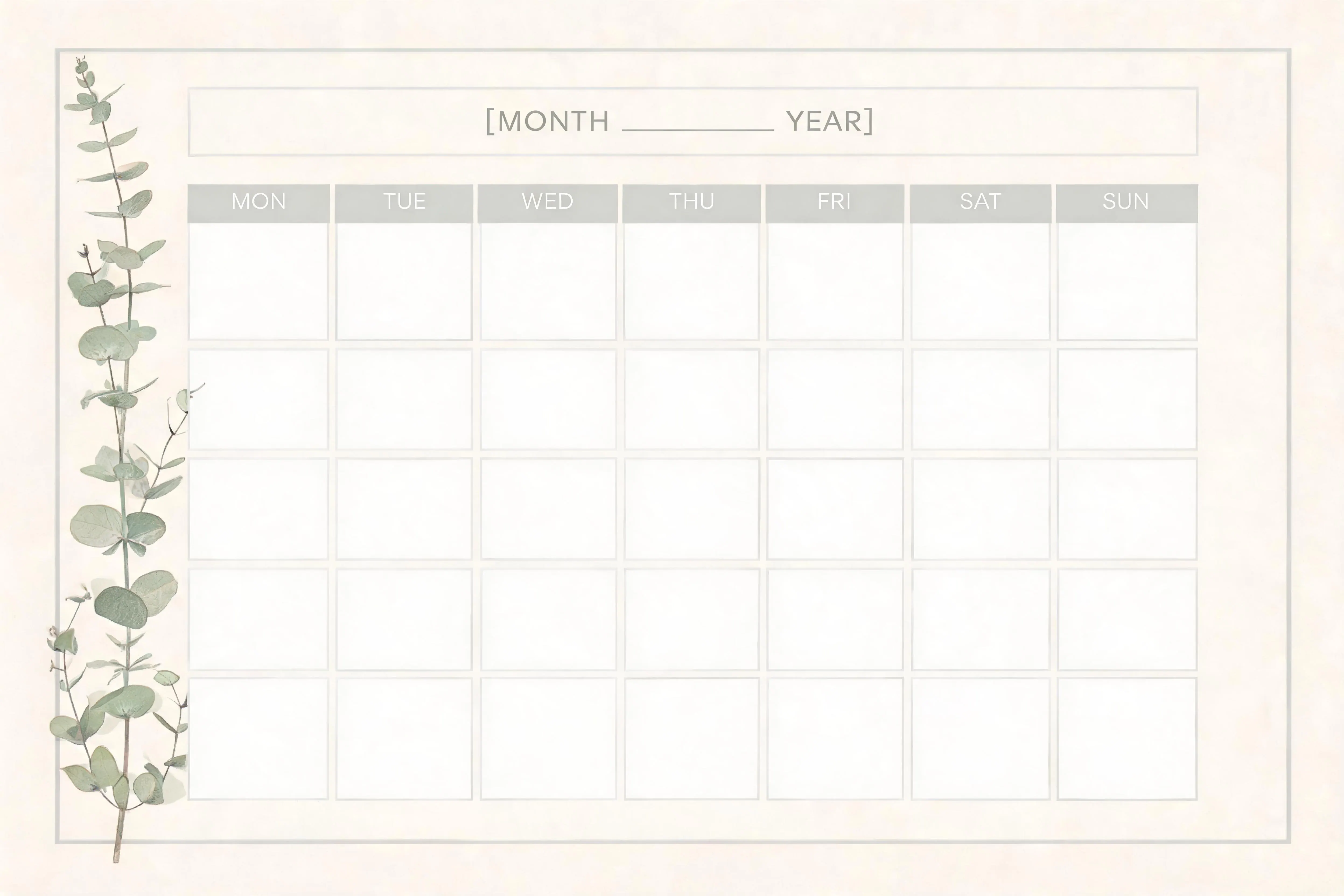 Nordic Style Classic Monthly Calendar