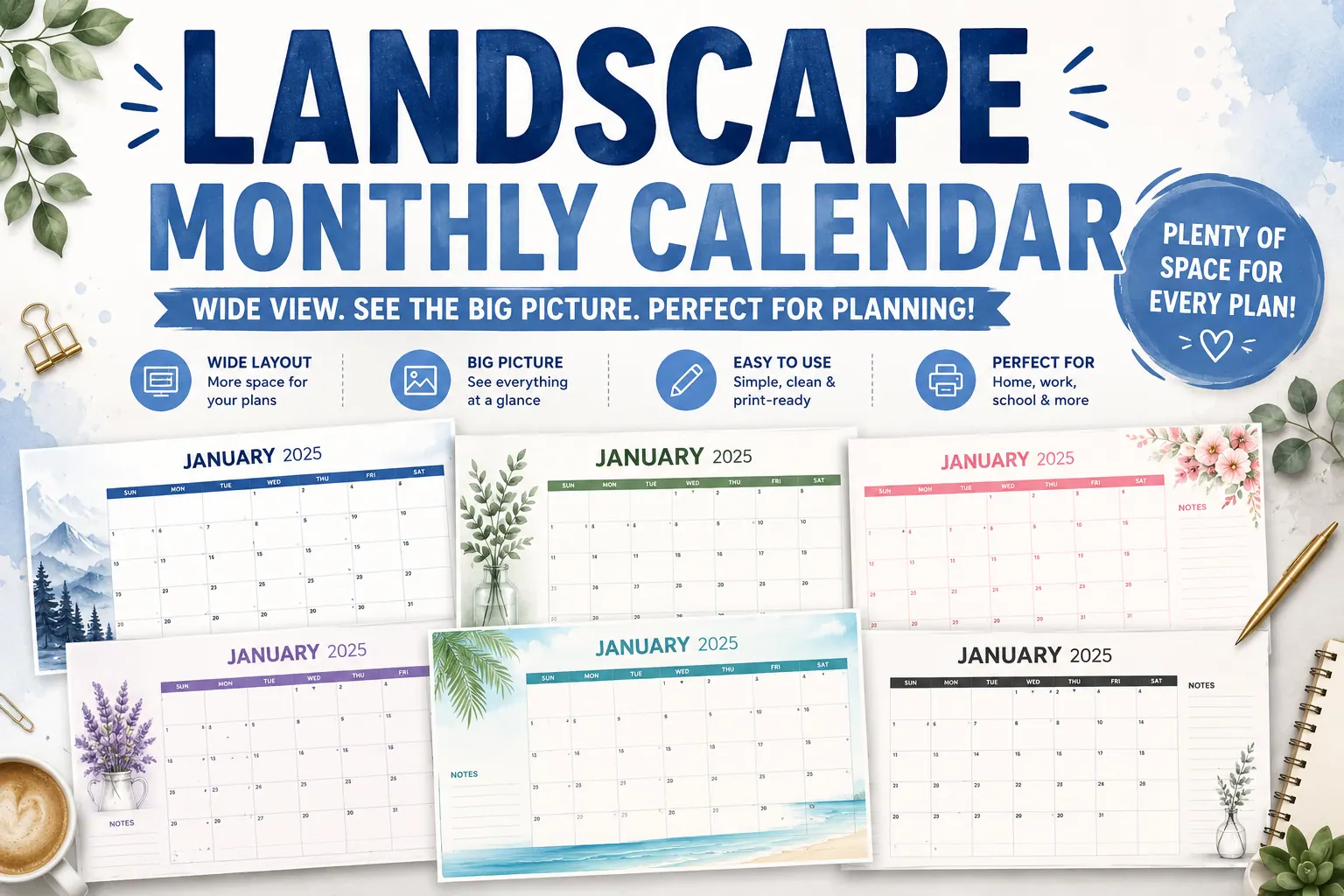Landscape Monthly Calendar