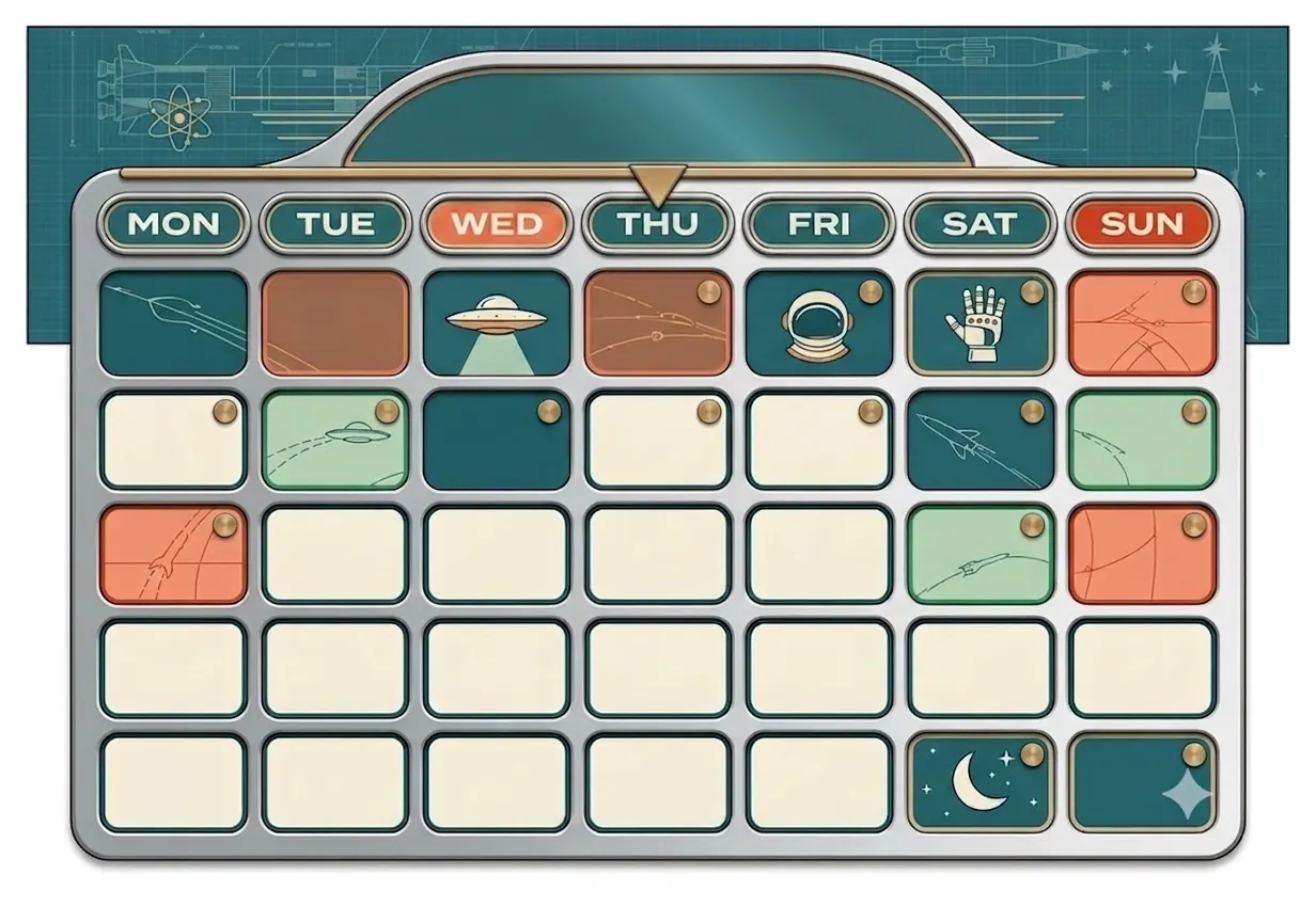 Retro Futurism Large Box Calendar