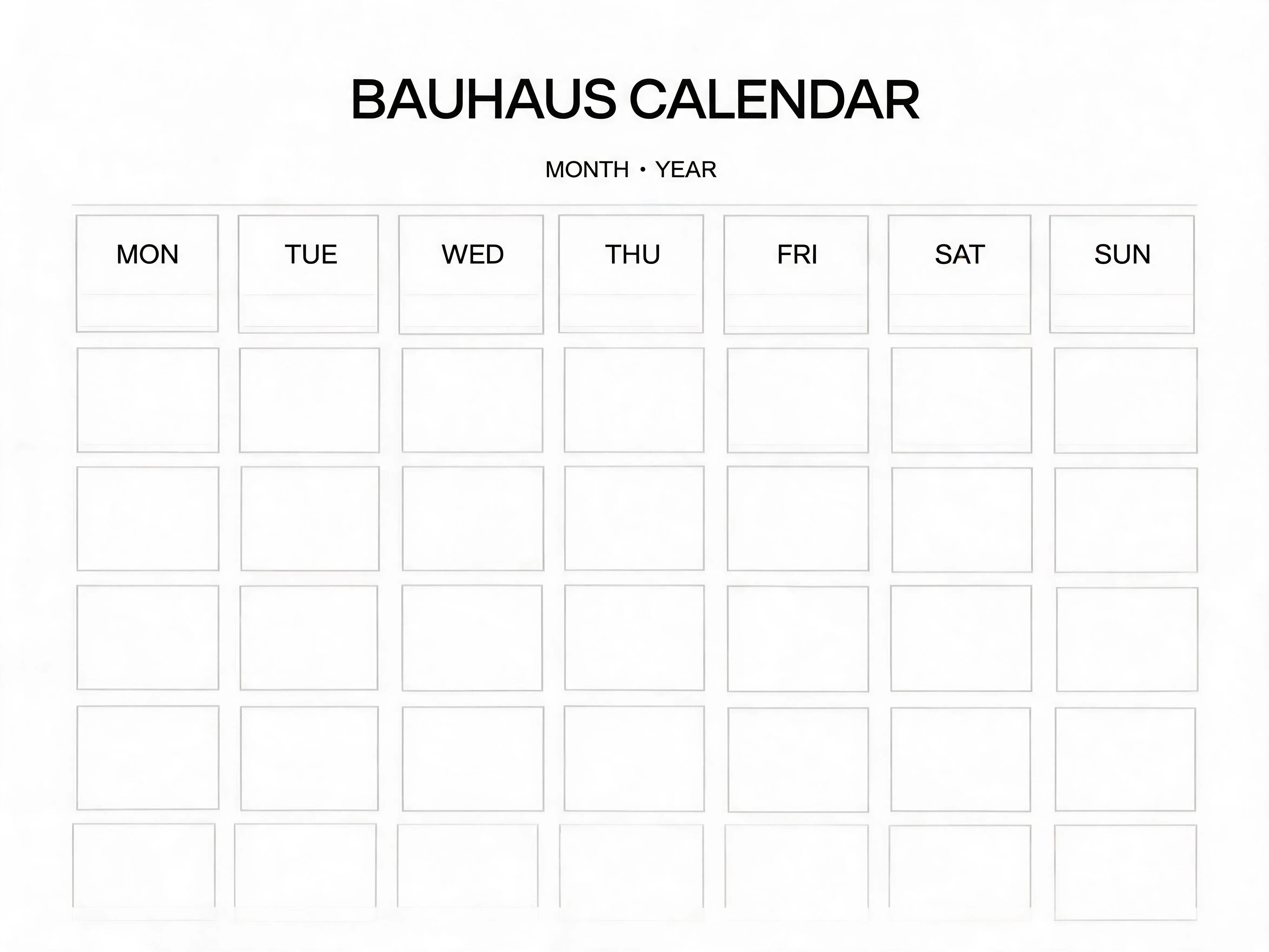 Bauhaus Monday Start Calendar