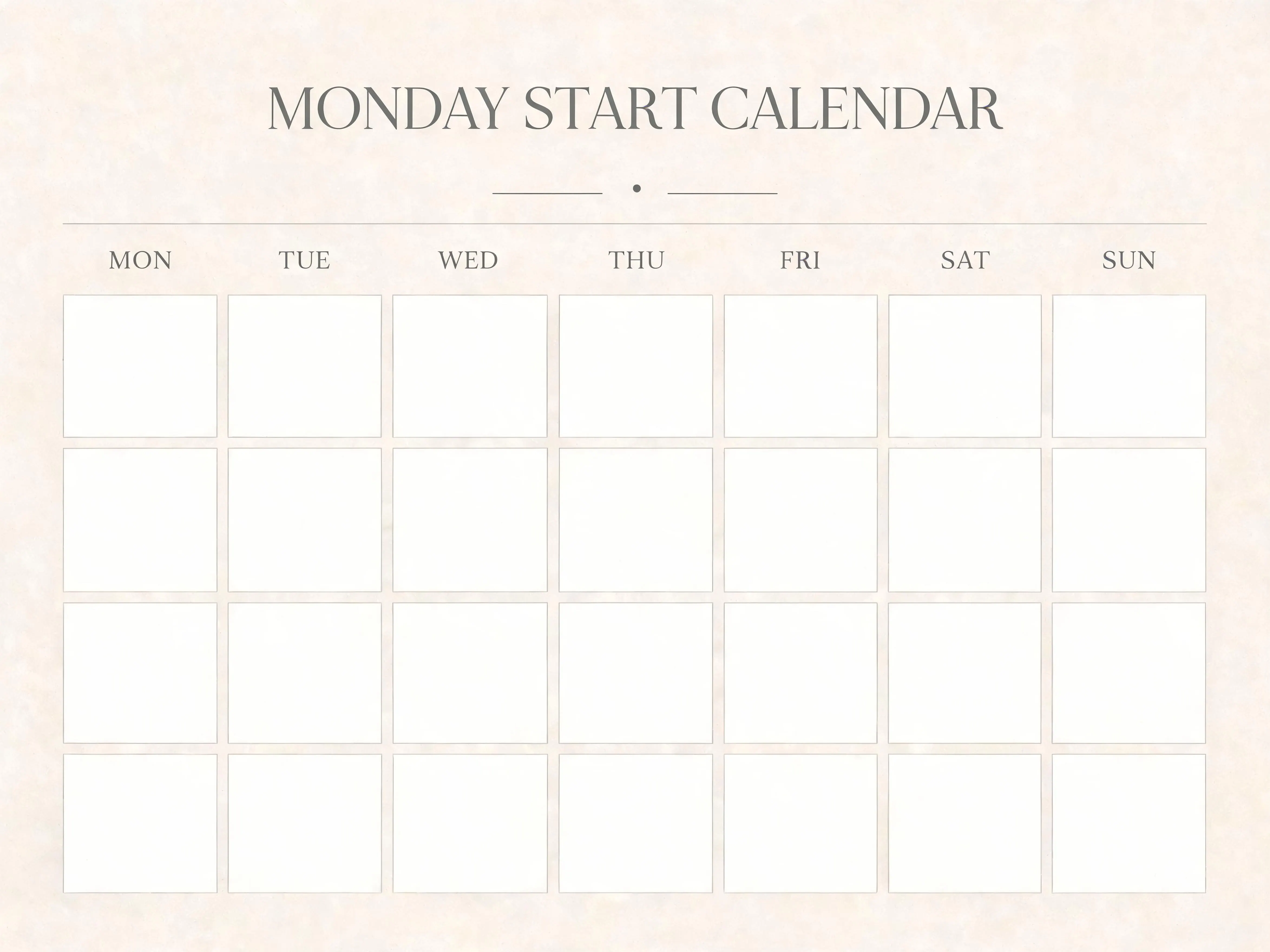 Editorial Style Monday Start Calendar