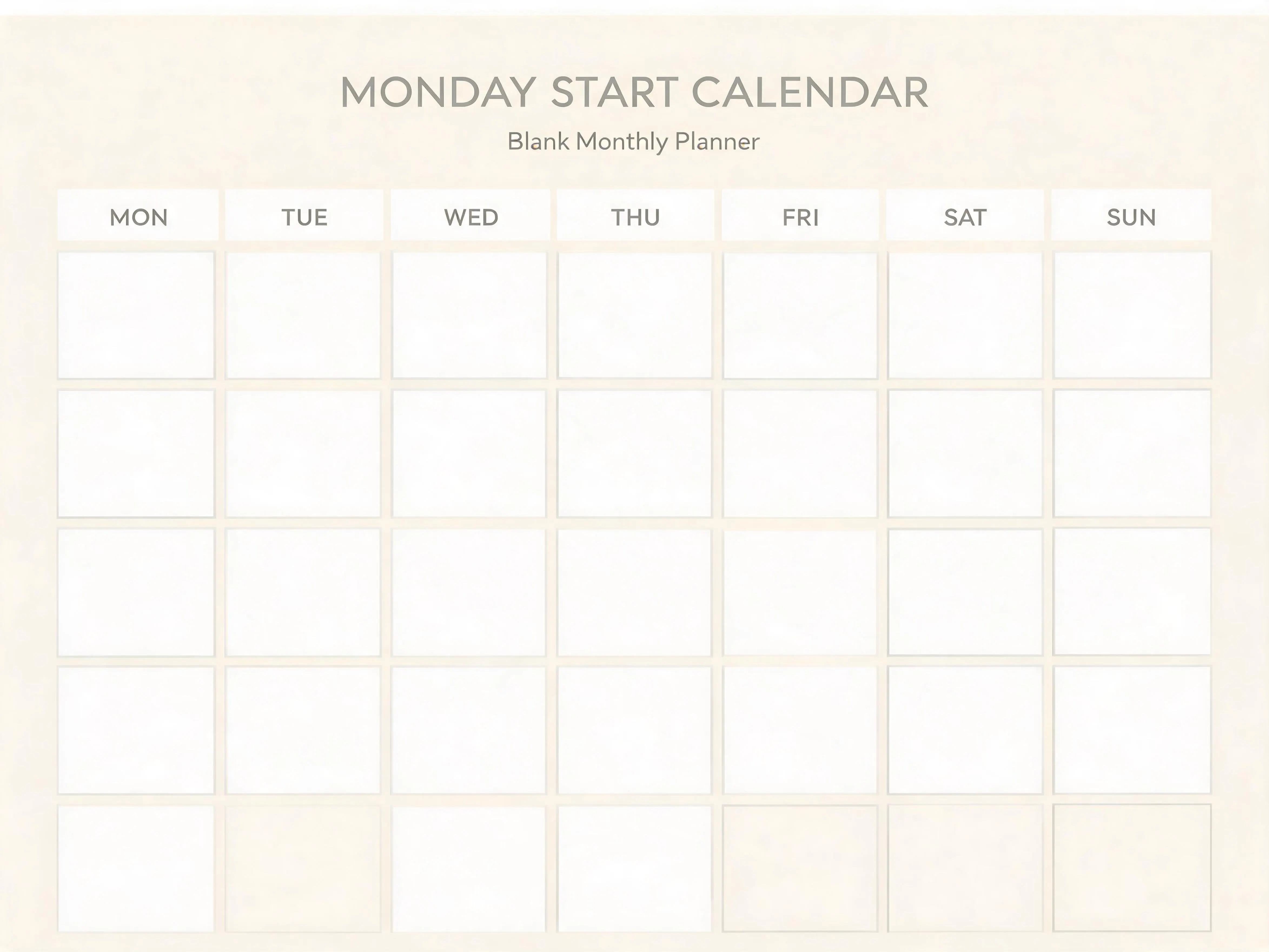 Nordic Style Monday Start Calendar