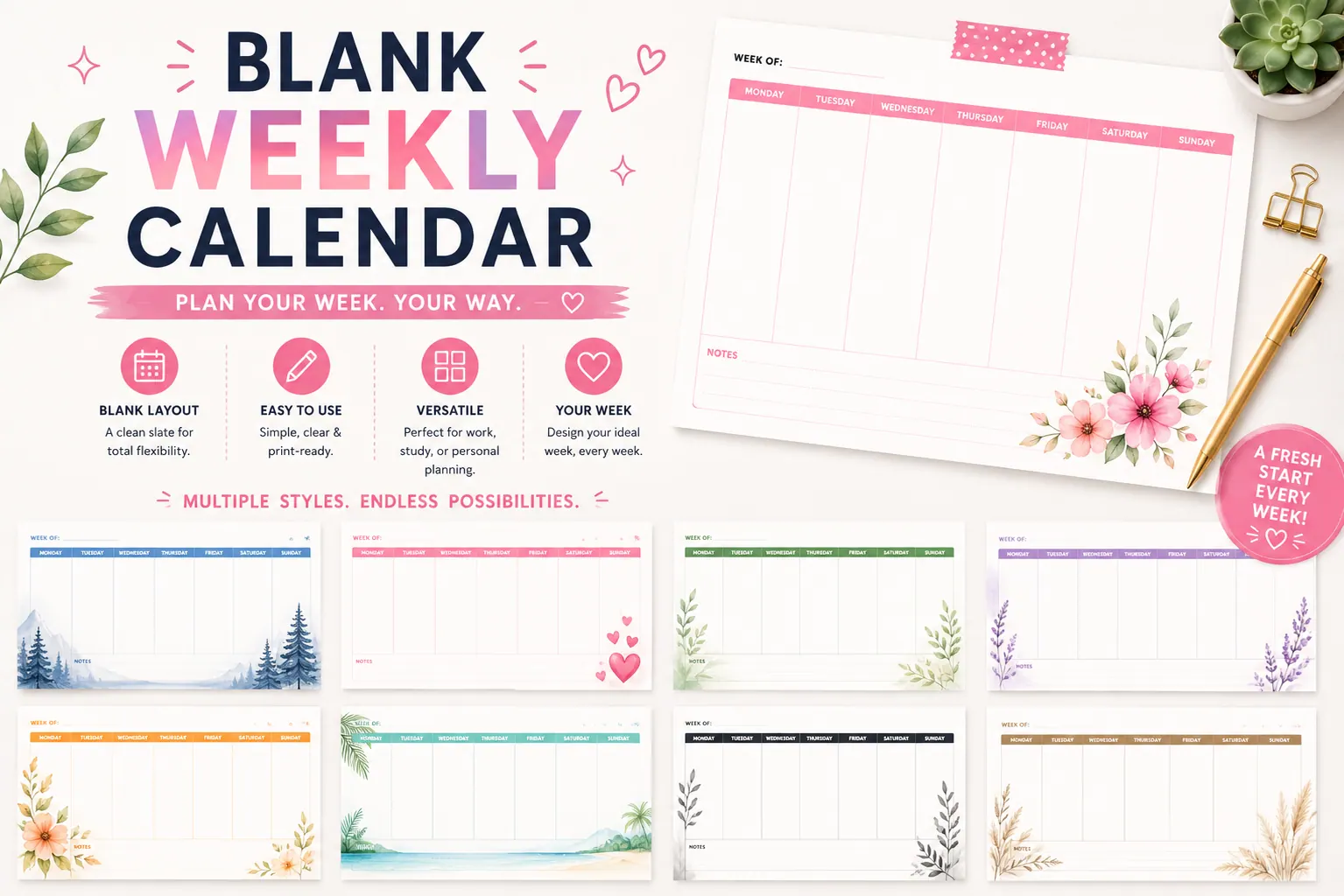 Blank Weekly Calendar