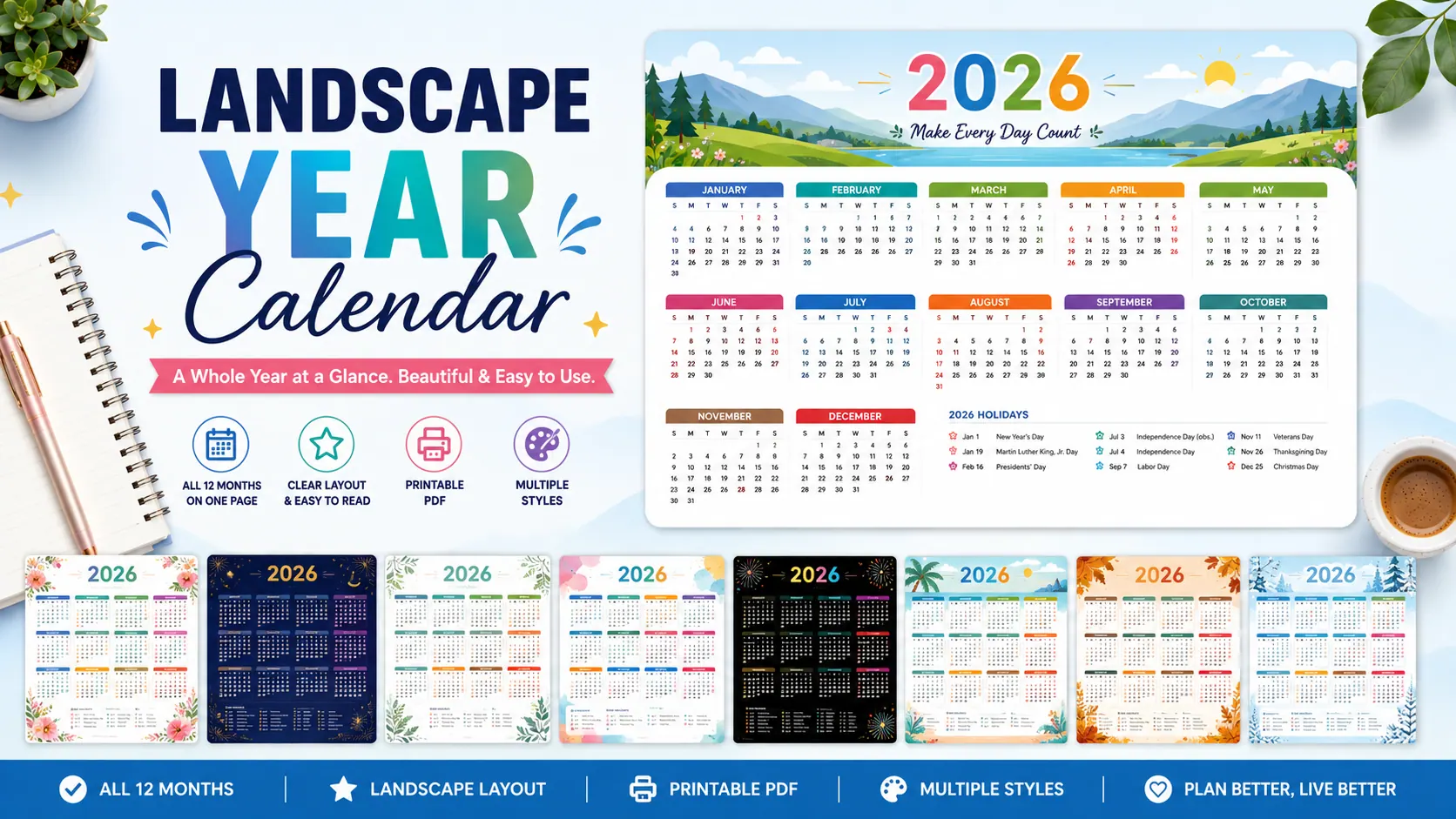 Landscape Year Calendar